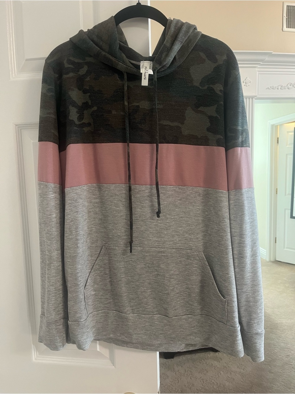 Grateful Hearts Camo, Pink, and Gray Hoodie